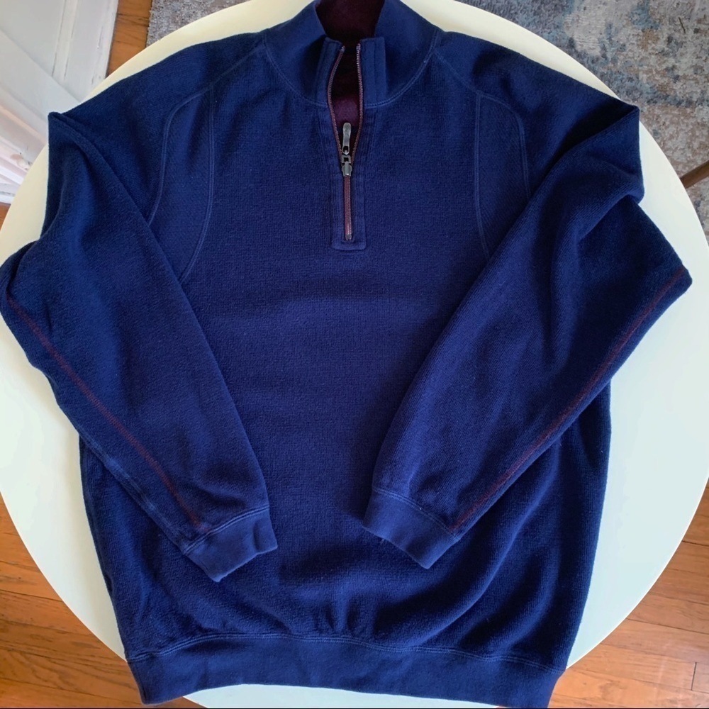 Tommy Bahama Men’s 1/4 Zip Cotton Sweater Navy Size Small
